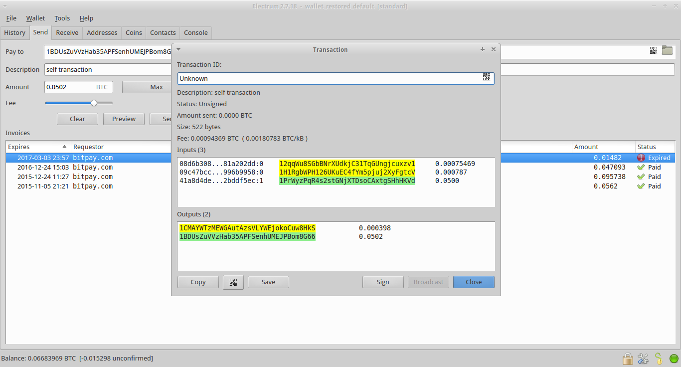 Solving !   Unconfirmed Bitcoin Transactions In Electrum Data Dive - 