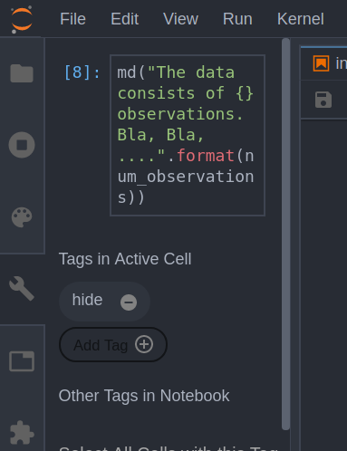 Adding a cell tag via the extension